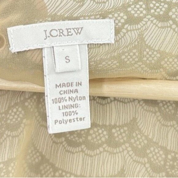 J.Crew Factory Black & Beige‎ Lace Overlay Blouse Short Sleeve Shirt Nylon Sz Sm - Picture 7 of 9